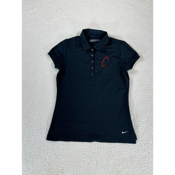 Nike Golf Dri-Fit Women’s Sz Medium‎ Black Short Sleeve 1/4 Button Up Polo Shirt - Picture 1 of 8